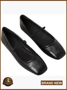 Leather Square Toe Mary Jane Flats Dressy Comfortable Slip On Walking Shoes